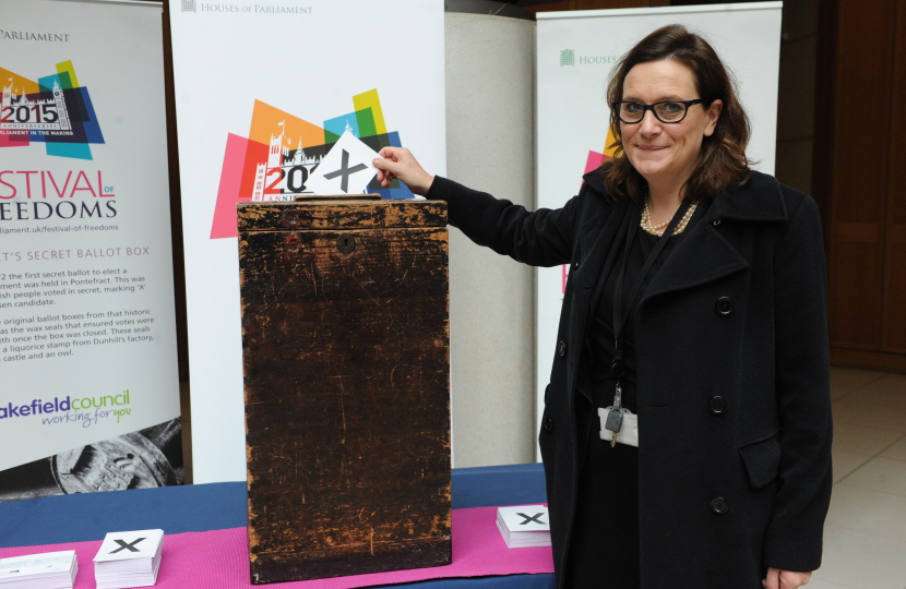 Rebecca with the Pontefract ballot box
