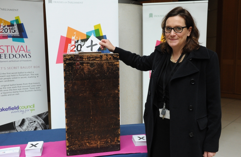 Rebecca with the Pontefract ballot box
