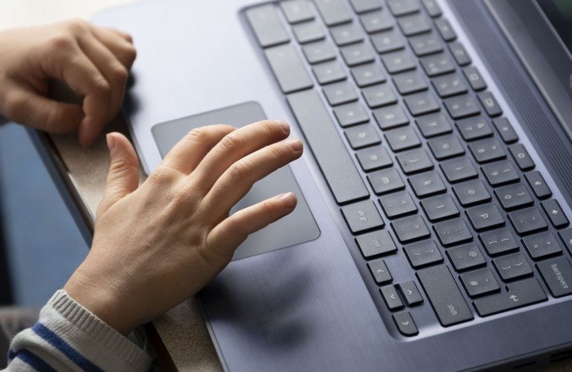 Student working on laptop