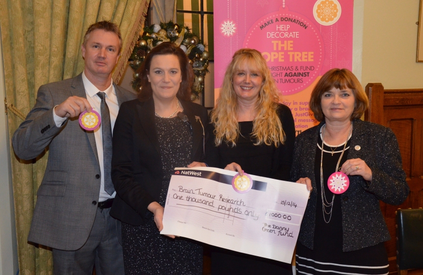 Rebecca Harris MP with Chris & Lisa Green from the Danny Green Fund