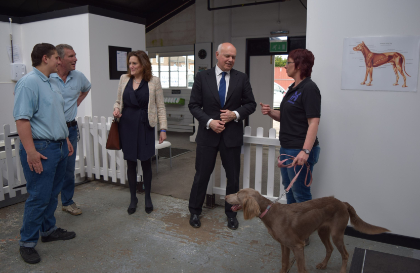 Iain Duncan Smith and Rebecca Harris tour Completely K9