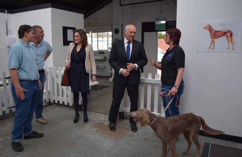 Iain Duncan Smith and Rebecca Harris tour Completely K9