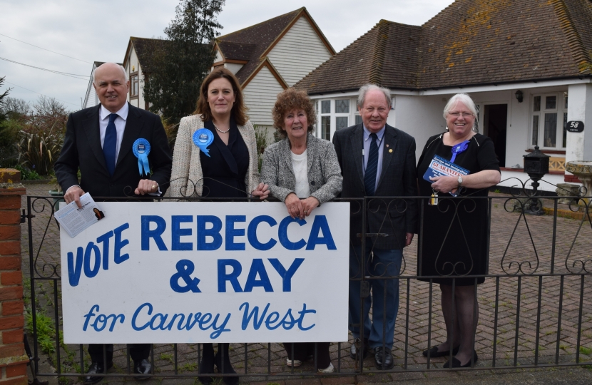 Iain Duncan Smith and Rebecca Harris Canvassing