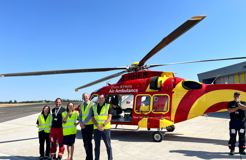 Rebecca with the Air Ambulance