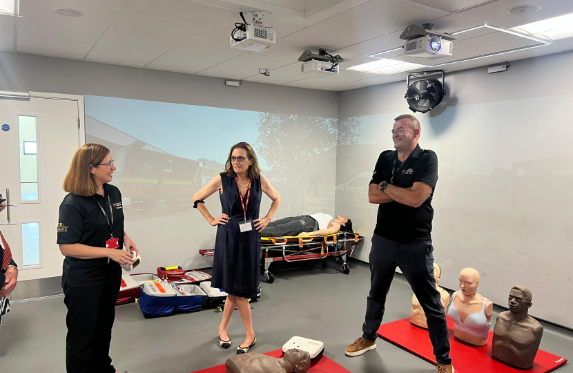 Rebecca hearing about the importance of CPR training