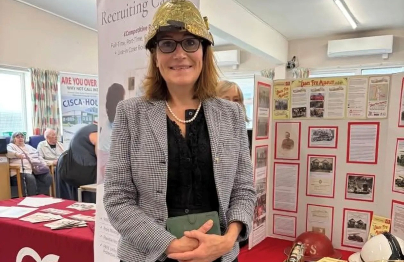 Rebecca wearing a helmet