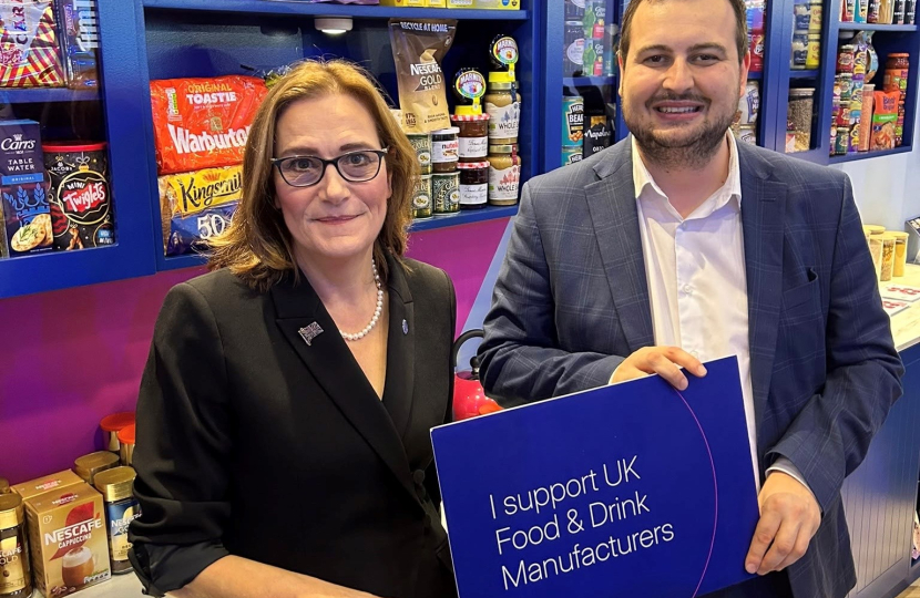 Rebecca Harris MP visiting FDF's stand at Conservative Party Conference 2026
