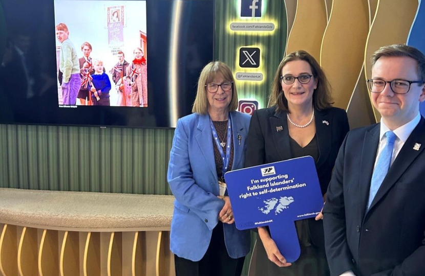 Rebecca Harris MP visiting Falklands Islands stand at Conservative Party Conference 2026