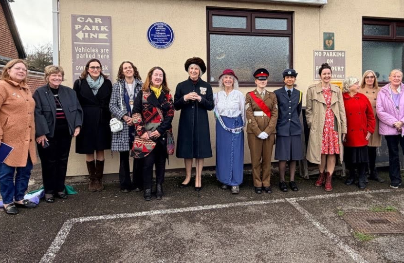 Rebecca attending the plaque unveiling