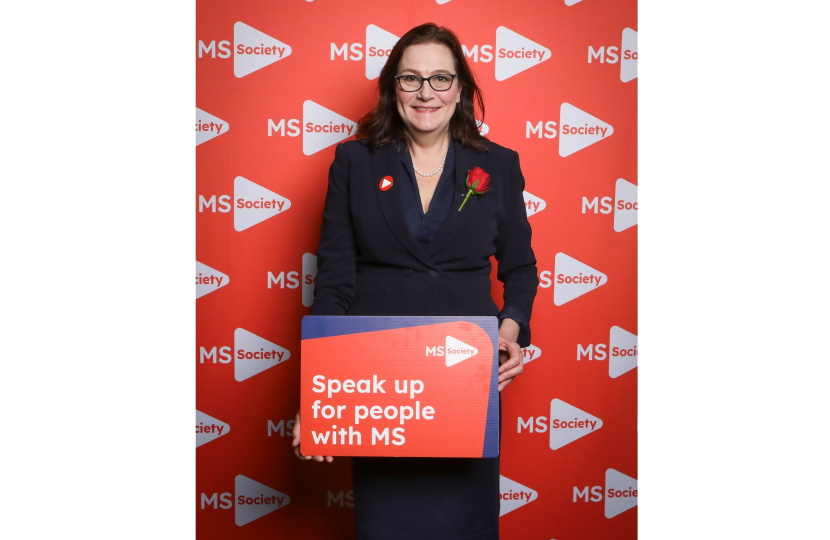 Dame Rebecca Harris attends an MS event