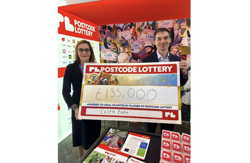 Rebecca Harris MP visiting Postcode Lottery's stand at Conservative Party Conference 2026