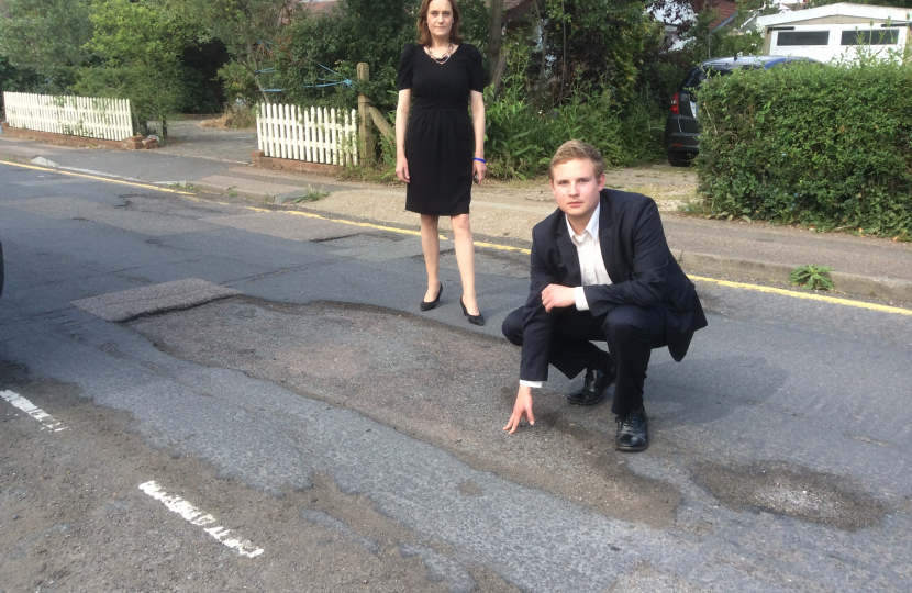 Rebecca and a pothole