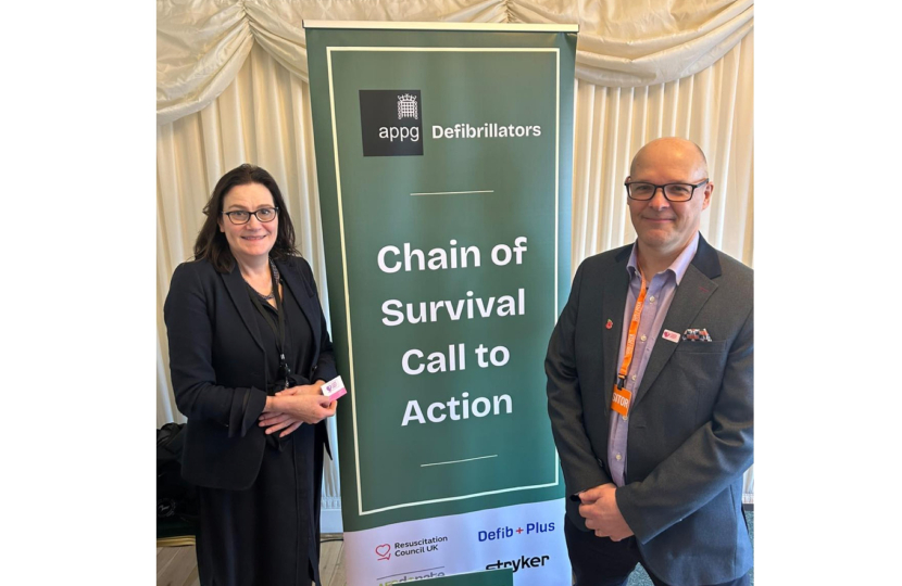 Rebecca and founder of Sudden Cardiac Arrest UK, Paul Swindell