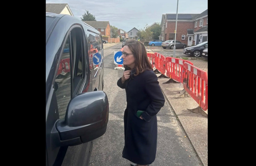 Rebecca speaking to residents