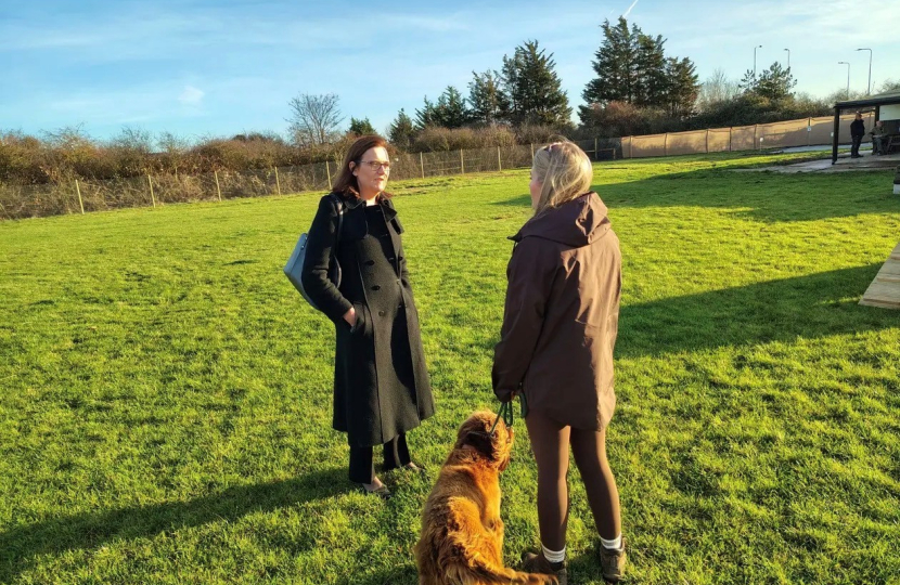 Rebecca meeting dog owner