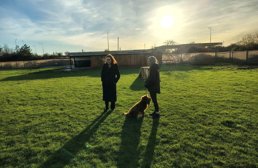 Rebecca meeting dog owner