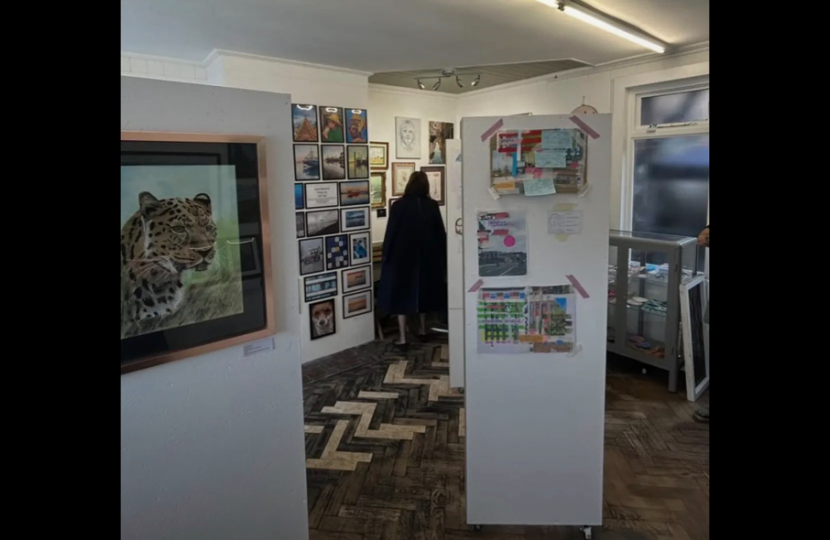 Rebecca checking out the artwork