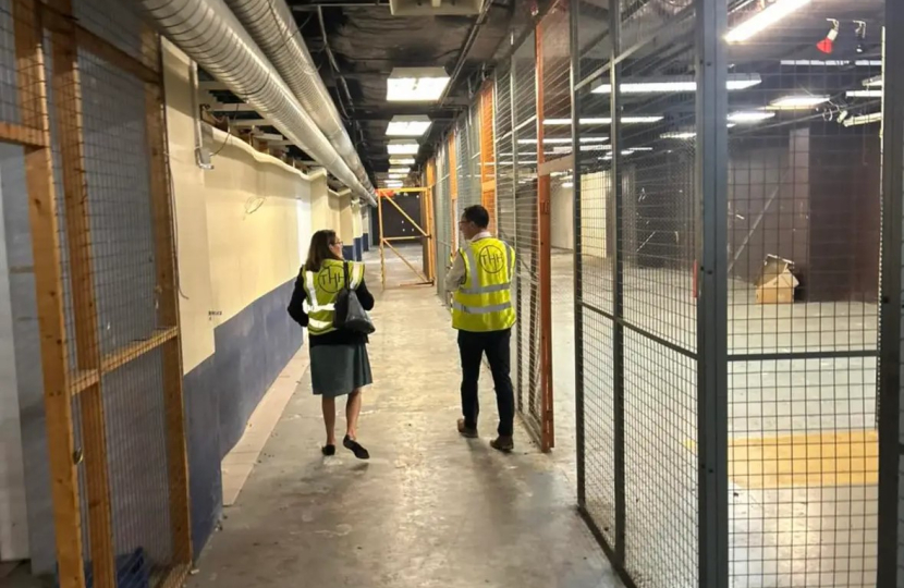 Rebecca touring the corridors