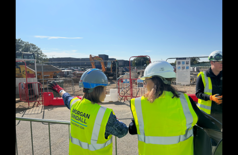 Rebecca viewing the project