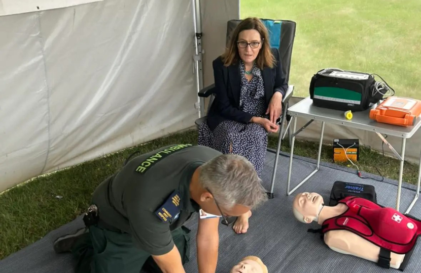 Rebecca watching the CPR demonstration