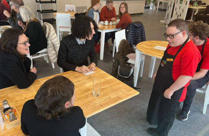 Rebecca Harris MP visits newly refurbished Tea Rooms at the Salvation Army Hadleigh Training Centre