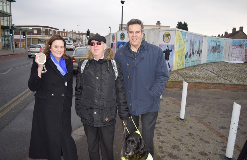 Rebecca taking part in blindfold walk in Hadleigh