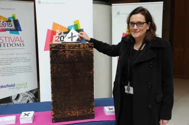 Rebecca with the Pontefract ballot box