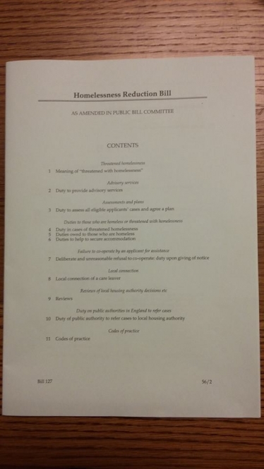 Homelessness bill