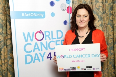 Rebecca supporting world cancer day