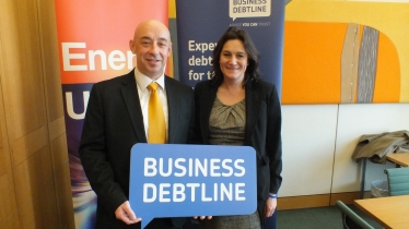 Rebecca Harris MP with Business Debtline’s Nick Hardman