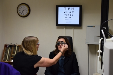 Rebecca getting her eyes tested