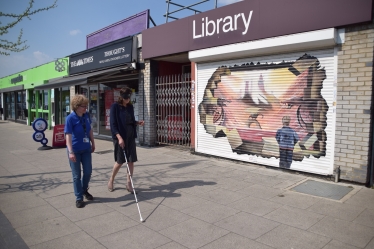  Rebecca Harris MP surrenders sight for Blindfold Walk in Essex