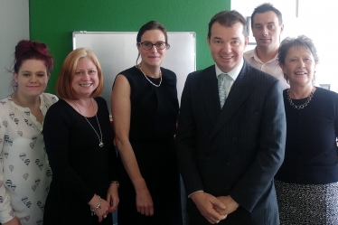 Rebecca Harris MP, Guy Opperman MP, staff at Clean Green Cleaning and Denise Rossiter, Chief Executive of Essex Chambers of Commerce.