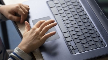 Student working on laptop