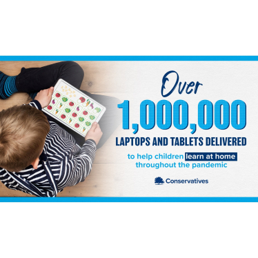 Over 1 million laptops and tablets delivered to help children learn at home throughout the pandemic