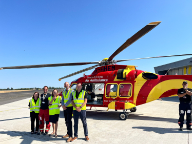 Rebecca with the Air Ambulance