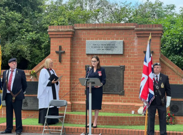 Rebecca giving her speech
