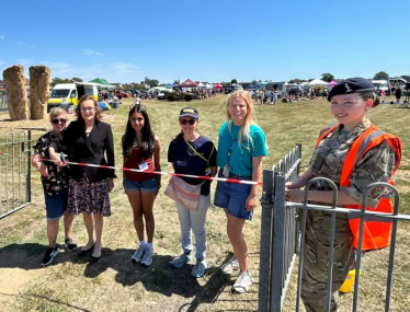 Cutting the ribbon