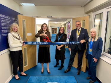 Cutting the ribbon