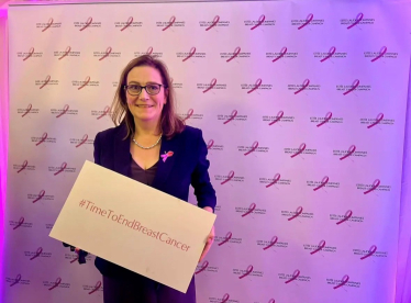 Rebecca at the Estée Lauder Companies’ Breast Cancer Campaign event