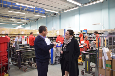 Rebecca at a post office