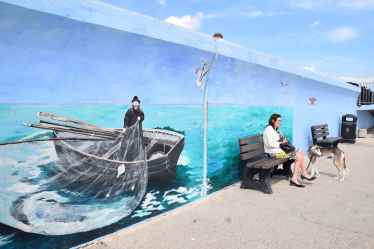 Rebecca with beach murals