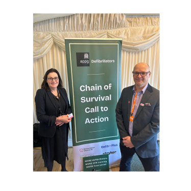 Rebecca and founder of Sudden Cardiac Arrest UK, Paul Swindell