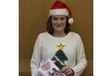 Rebecca in Christmas attire