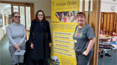 Rebecca with Yellow Door at the coffee morning