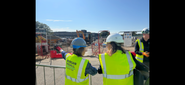 Rebecca viewing the project