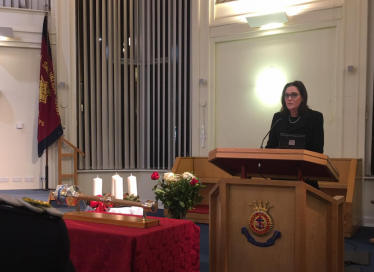 Rebecca Harris attends Castle Point Civil Carol Service at Hadleigh Temple Salvation Army