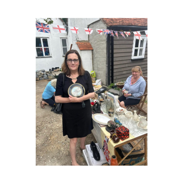 Rebecca with a purchase at the Fayre